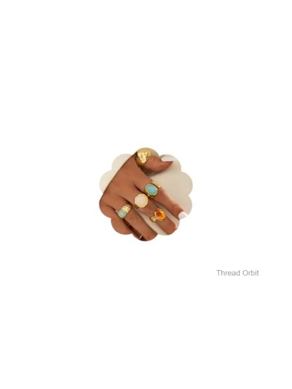 Chunky Gold Gemstone Ring Set Adjustable Stackable Statement Rings Geometric